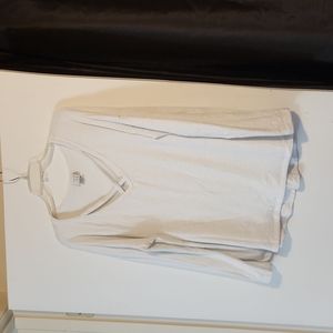 White Lightweight Sweater with Silver Stripes